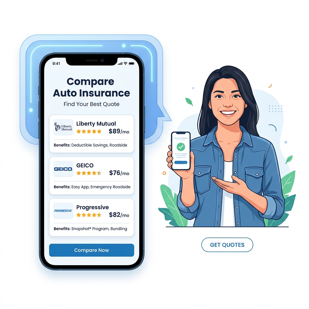 Insurance comparison platform demo illustration